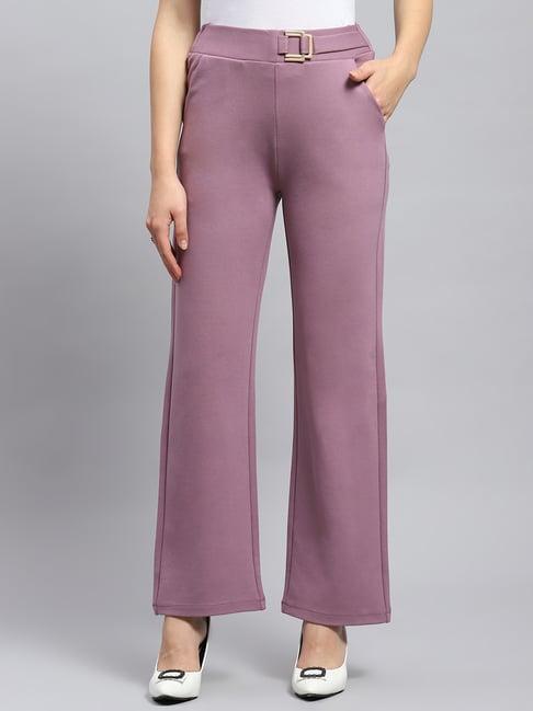 monte carlo mauve cotton straight fit low rise trousers