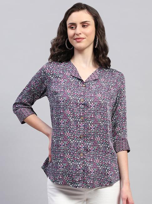 monte carlo purple floral print shirt