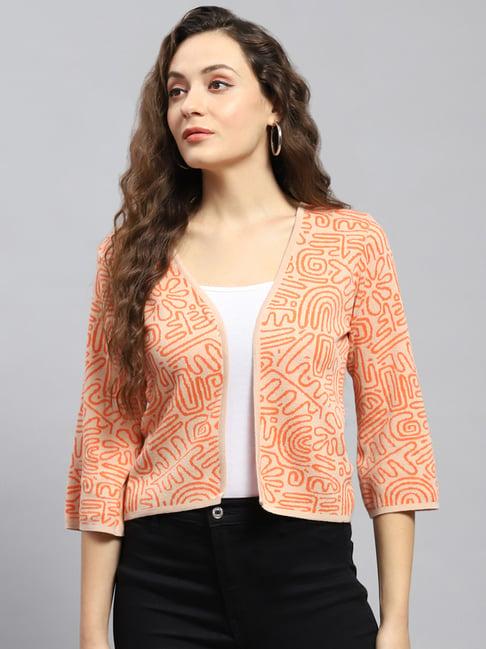 monte carlo orange cotton printed shrug