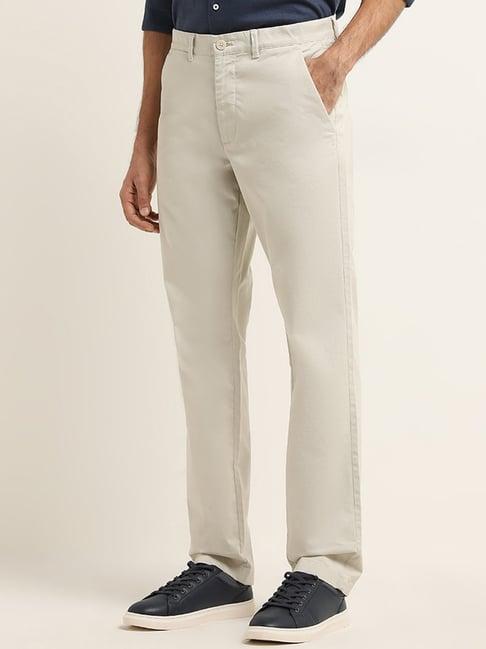 ascot by westside off-white relaxed-fit mid-rise cotton blend chinos