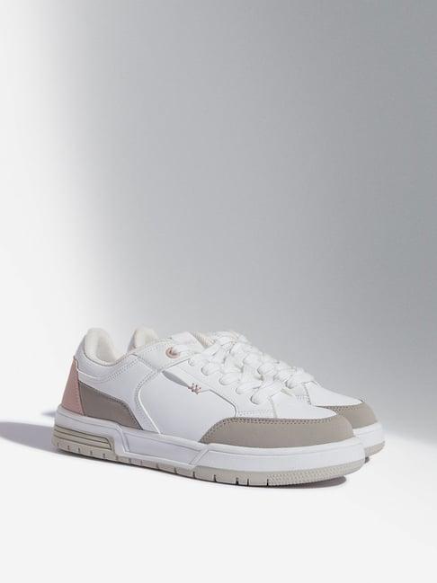 luna blu by westside pink & white colour-blocked sneakers