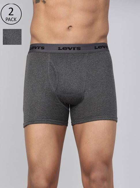 levi's dark grey melange cotton trunks - pack of 2