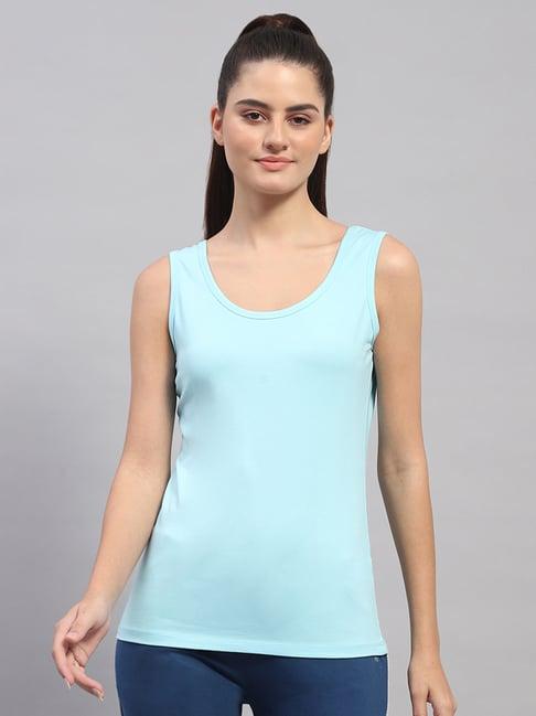 monte carlo blue cotton regular fit tank top