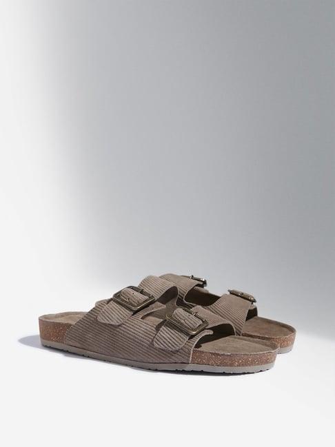 soleplay by westside taupe dual strap leather sandals