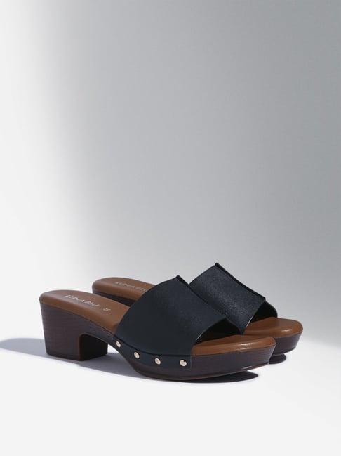 luna blu by westside black slip-on heel sandals