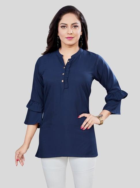 saree swarg navy a-line short kurti