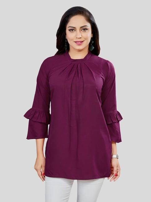 saree swarg wine a-line short kurti