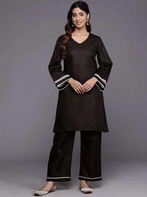 varanga black regular fit kurti pant set