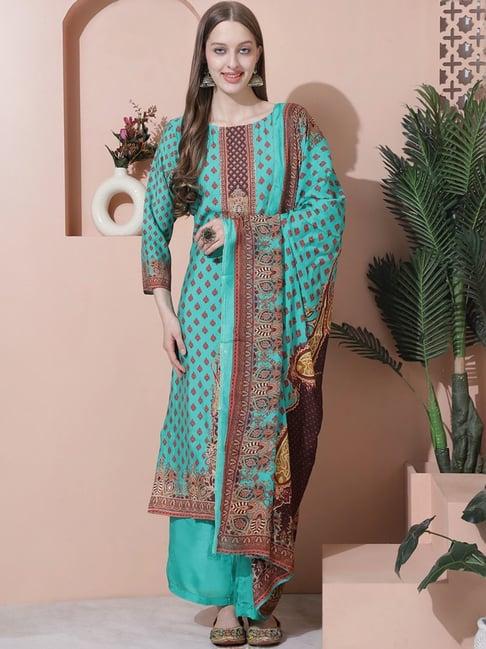 stylee lifestyle blue embroidered unstitched dress material