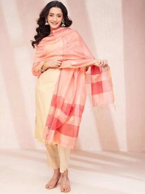 fabindia coral cotton silk blend woven dupatta