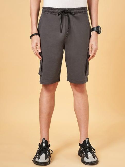 street 808 by pantaloons steel gray regular fit cargo shorts