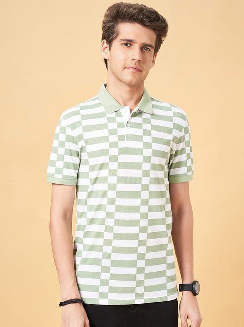 byford by pantaloons light green slim fit printed polo t-shirt