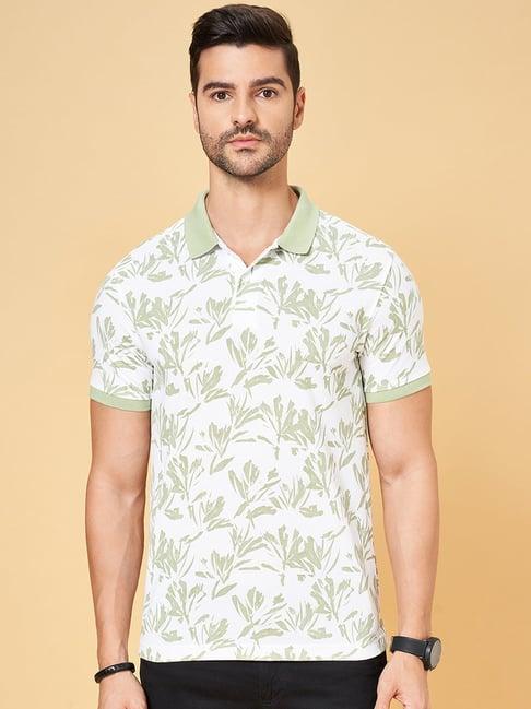 byford by pantaloons light green slim fit printed polo t-shirt