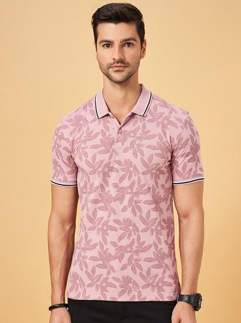 byford by pantaloons peach slim fit printed polo t-shirt