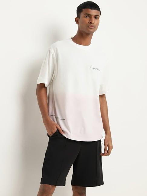 studiofit by westside white printed relaxed-fit cotton t-shirt