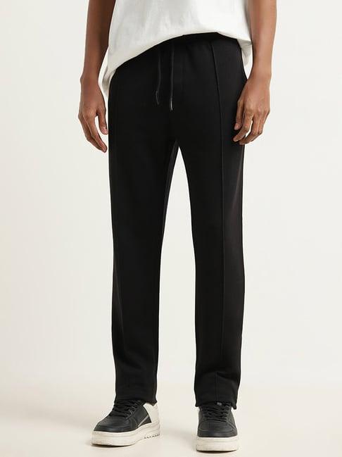 studiofit by westside black relaxed-fit mid-rise track pants