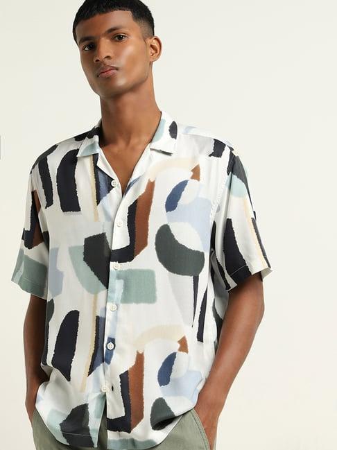 nuon by westside multicolour abstract design relaxed-fit shirt