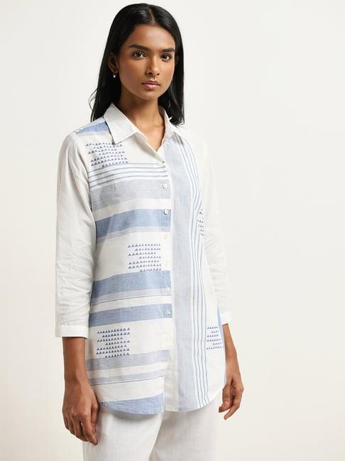 utsa by westside blue pindna-inspired straight cotton tunic