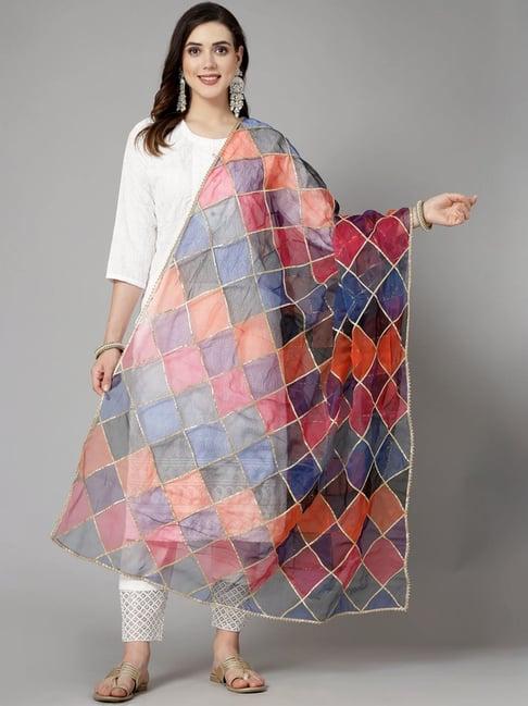 stylum multicolor block print dupatta