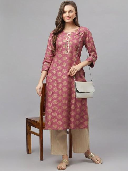 stylum wine floral print kurta