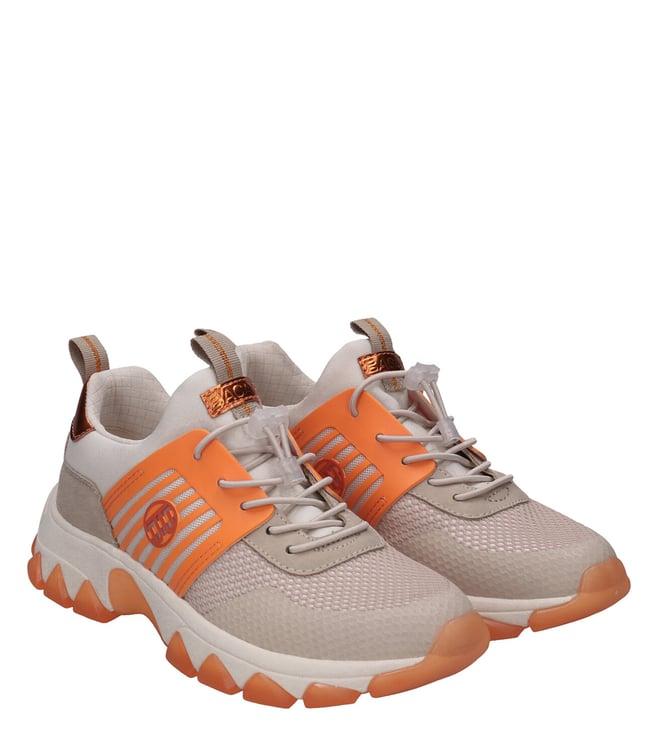 bagatt women's yuki textile beige & orange sneakers