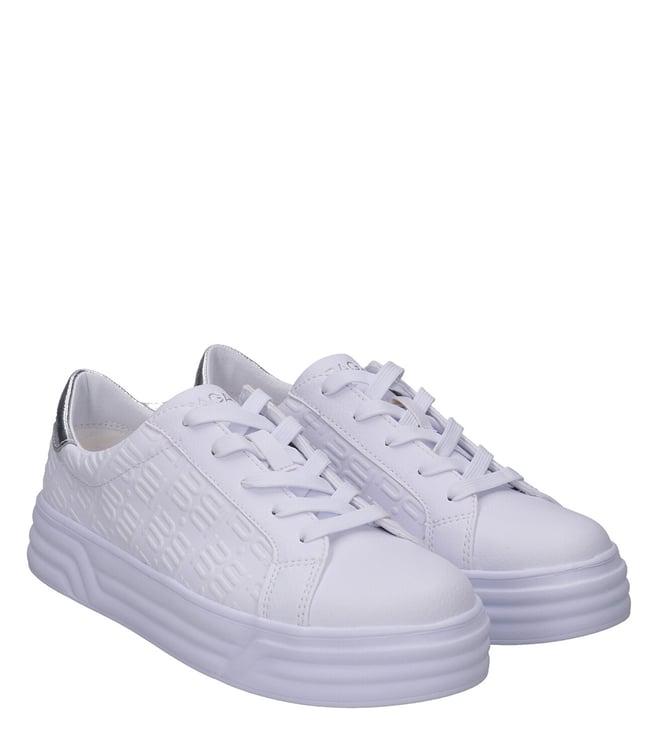 bagatt women's blu logo synthetic white & silver sneakers