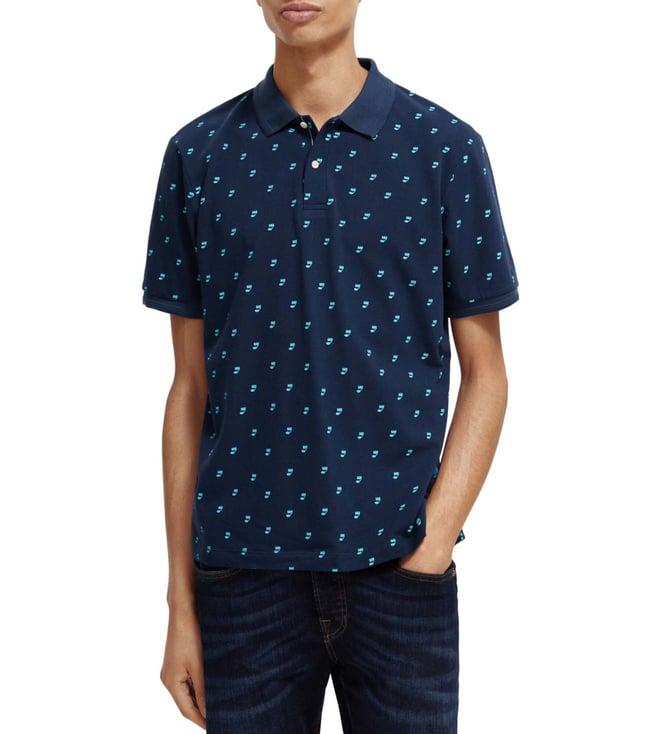 scotch & soda music note steel printed regular fit polo t-shirt