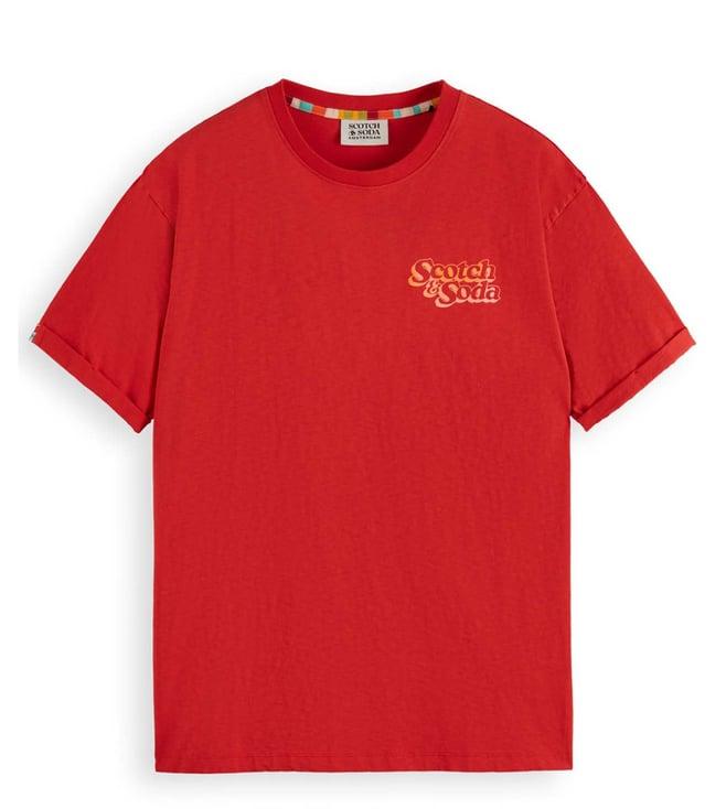 scotch & soda boat red printed regular fit t-shirt