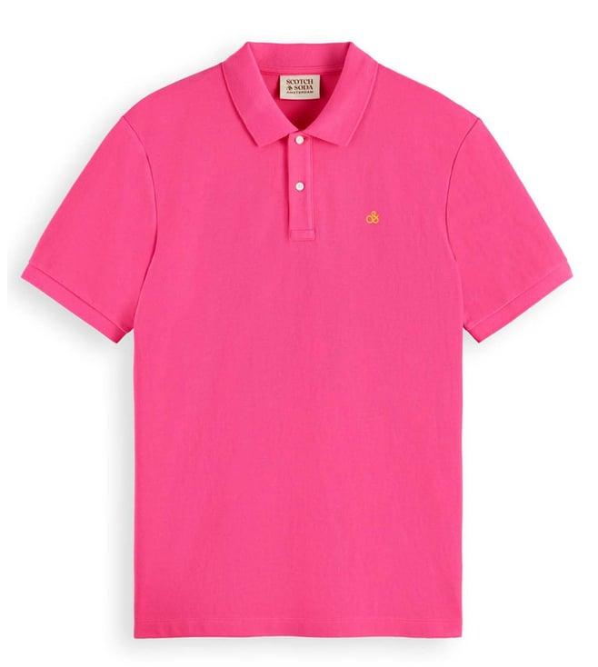 scotch & soda tropical pink regular fit polo t-shirt