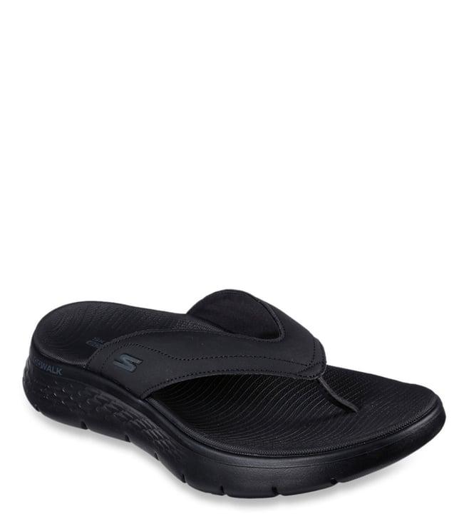 skechers men's go walk flex sandal - vallejo black flip flops