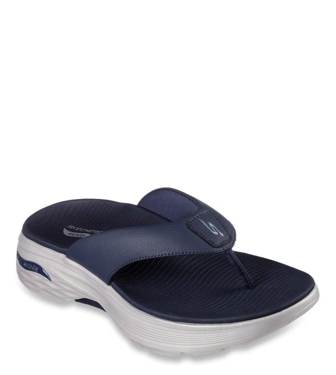 skechers men's max cushioning arch fit prime navy flip flops