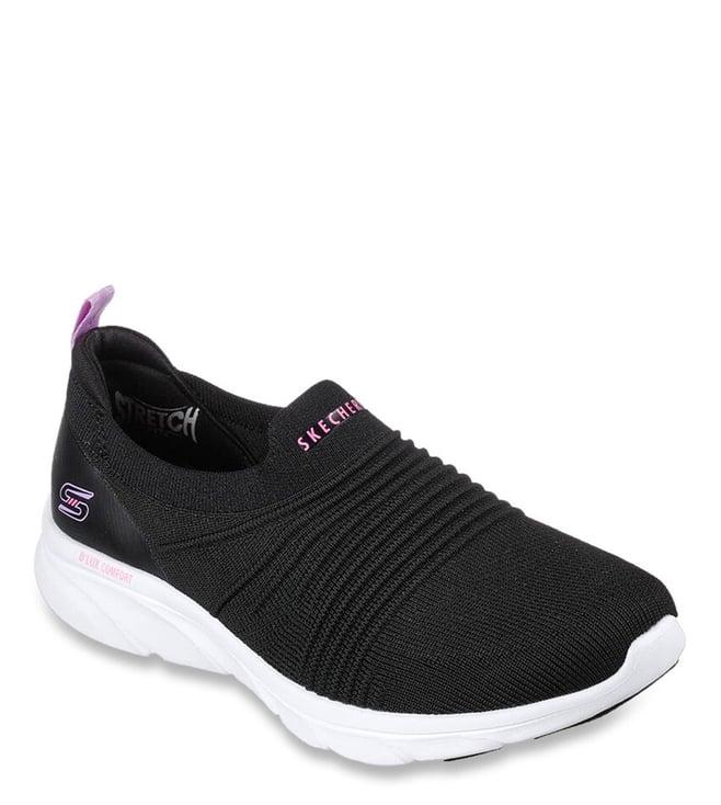 skechers women's d'lux comfort-glow time black white sneakers