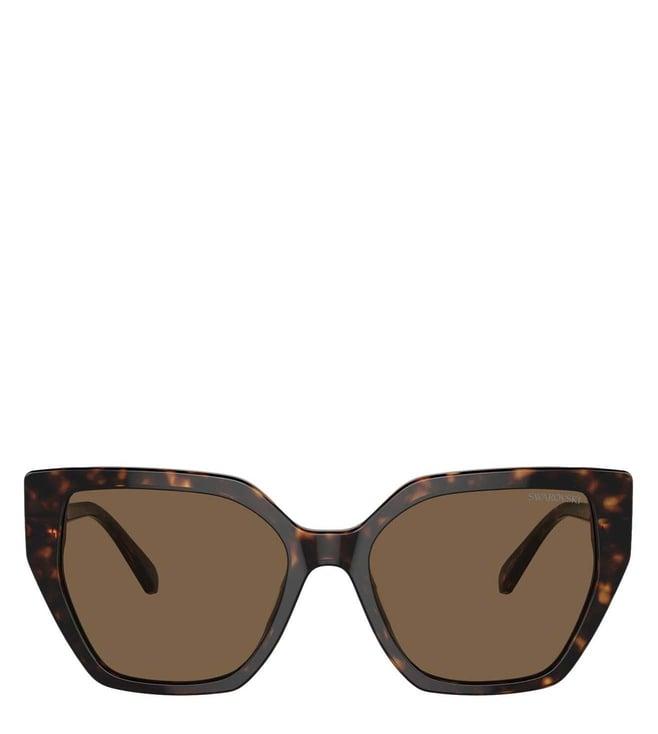 swarovski 0sk601610027356 brown uv protected geometric sunglasses for women