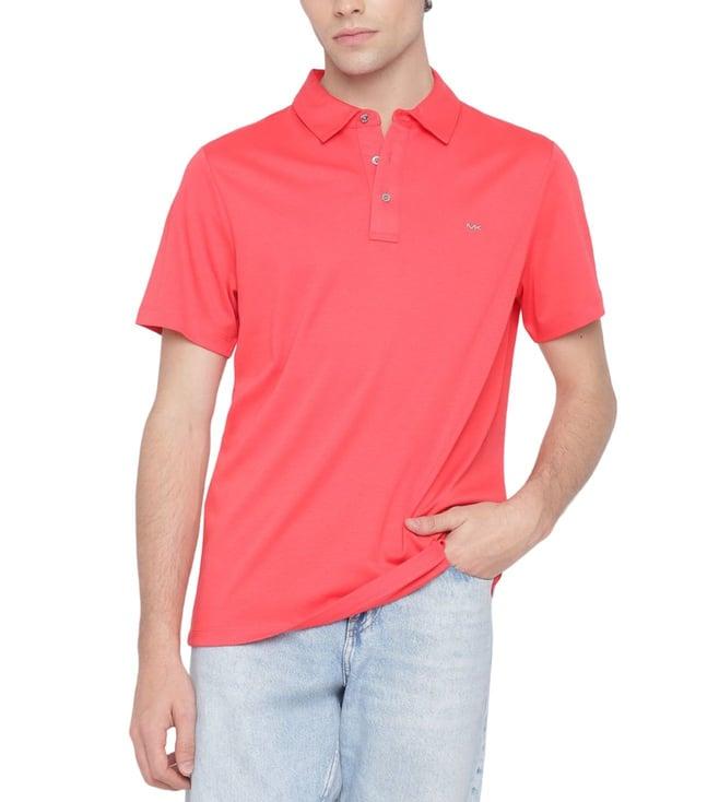 michael michael kors sea coral embroidered logo regular fit polo t-shirt