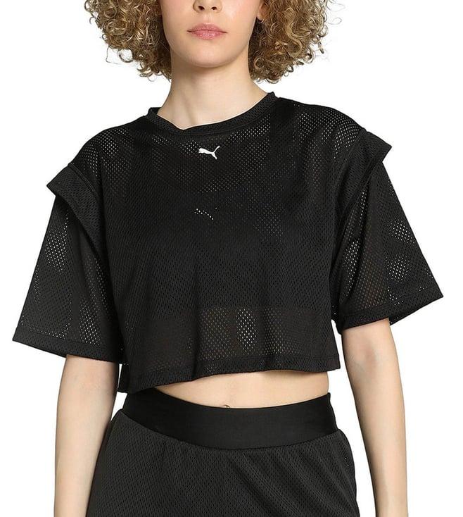 puma black move mesh relaxed fit crop top