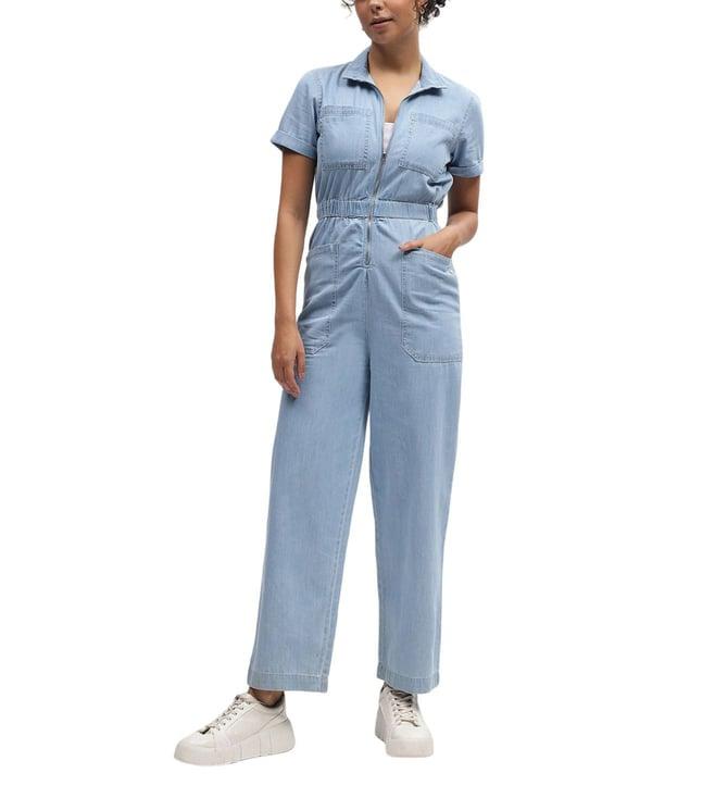 elle mid blue fashion relaxed fit jumpsuits