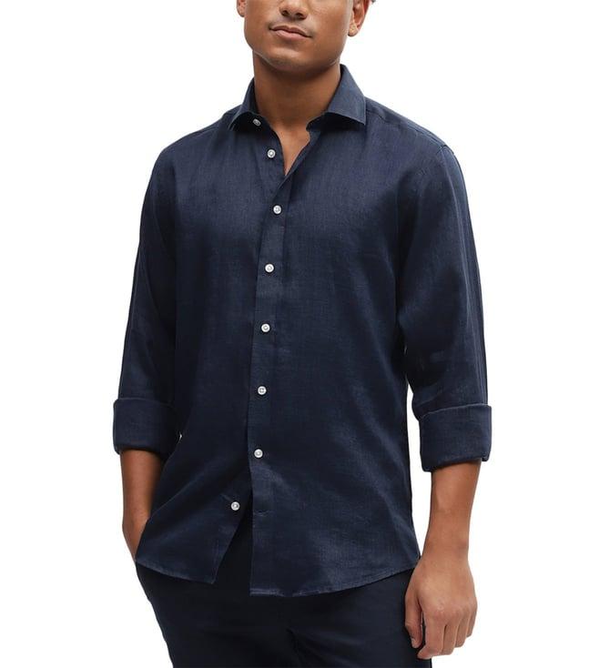 bruun & stengade navy fashion slim fit shirt