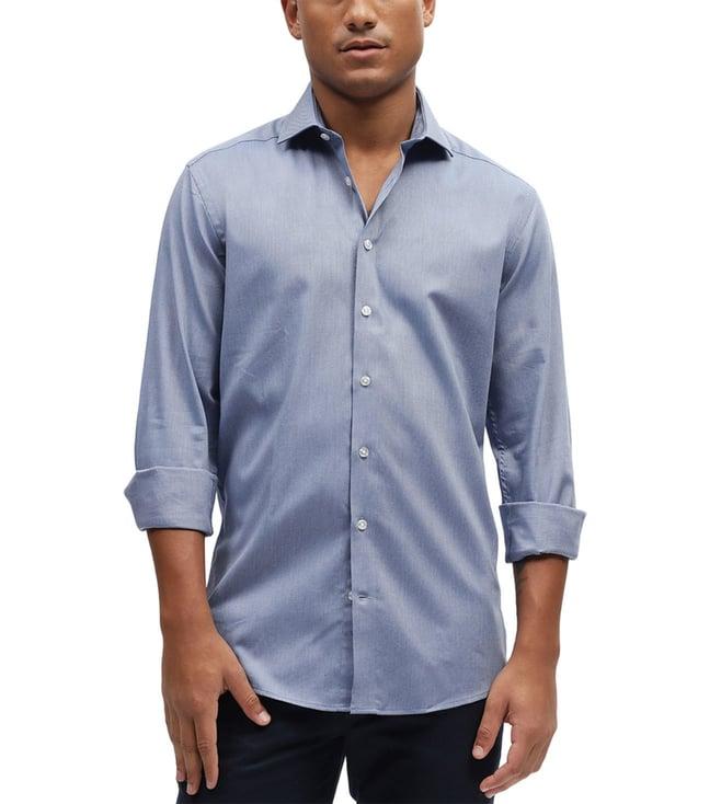 bruun & stengade blue fashion slim fit shirt