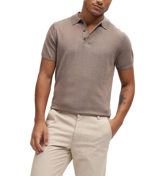 bruun & stengade brown fashion regular fit polo t-shirt