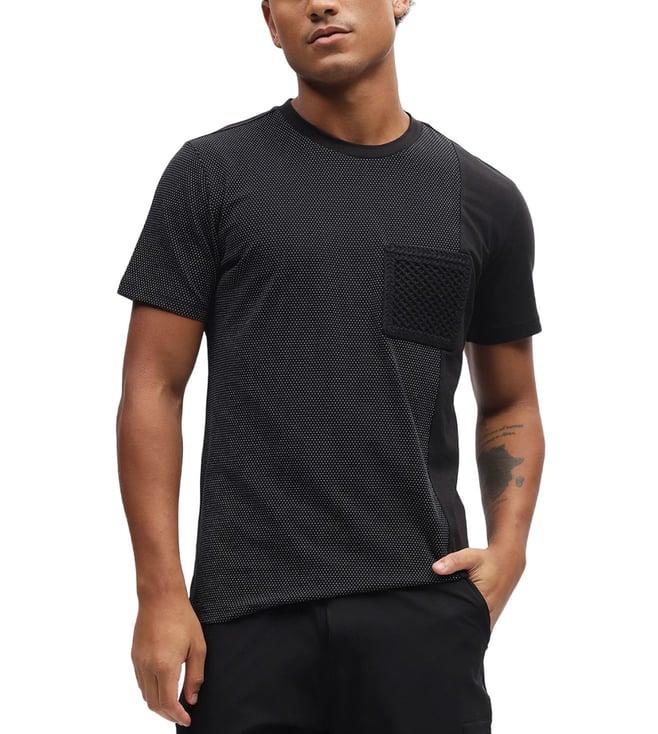 iconic black cut & sew regular fit t-shirt