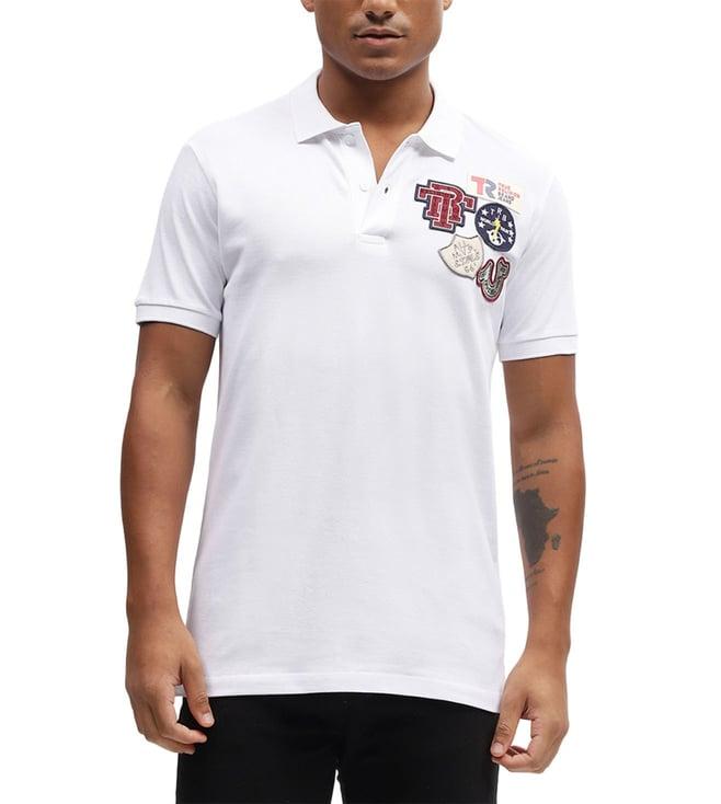 true religion white fashion logo regular fit polo t-shirt