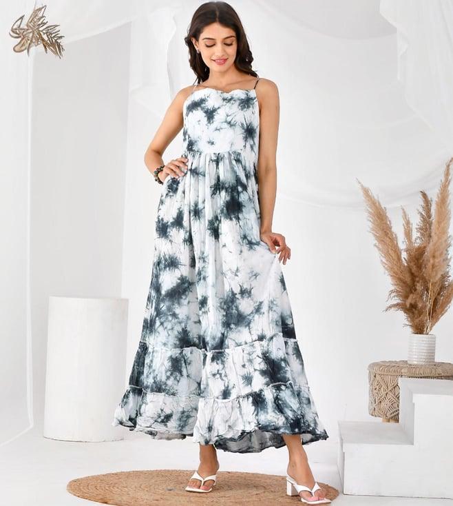 rangpur grey & white shibori dress