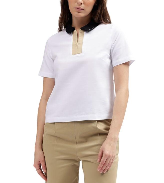 iconic white cut & sew regular fit polo t-shirt