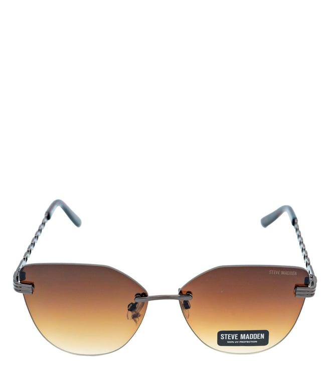 steve madden x17012 brown uv protected cat eye sunglasses for women