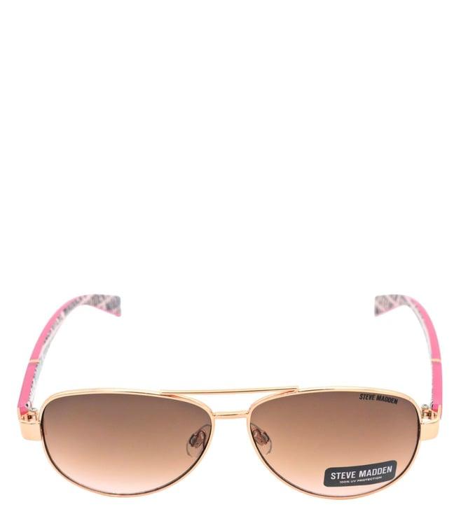 steve madden x17023 brown uv protected aviator sunglasses for women