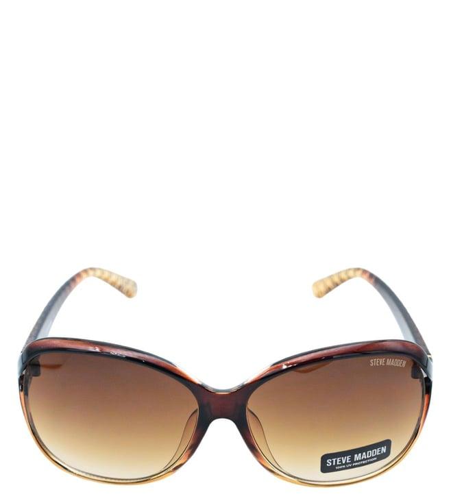 steve madden x17040 brown uv protected square sunglasses for women