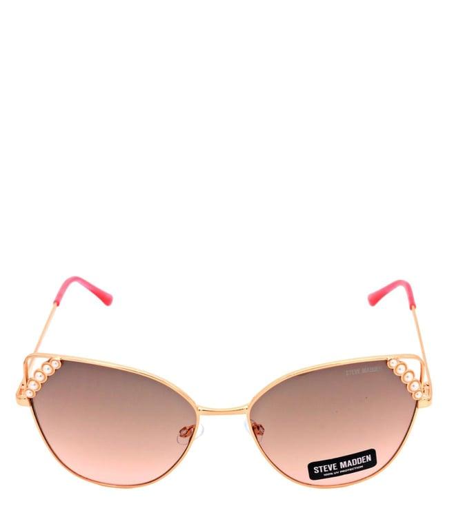 steve madden x17056 brown uv protected cat eye sunglasses for women