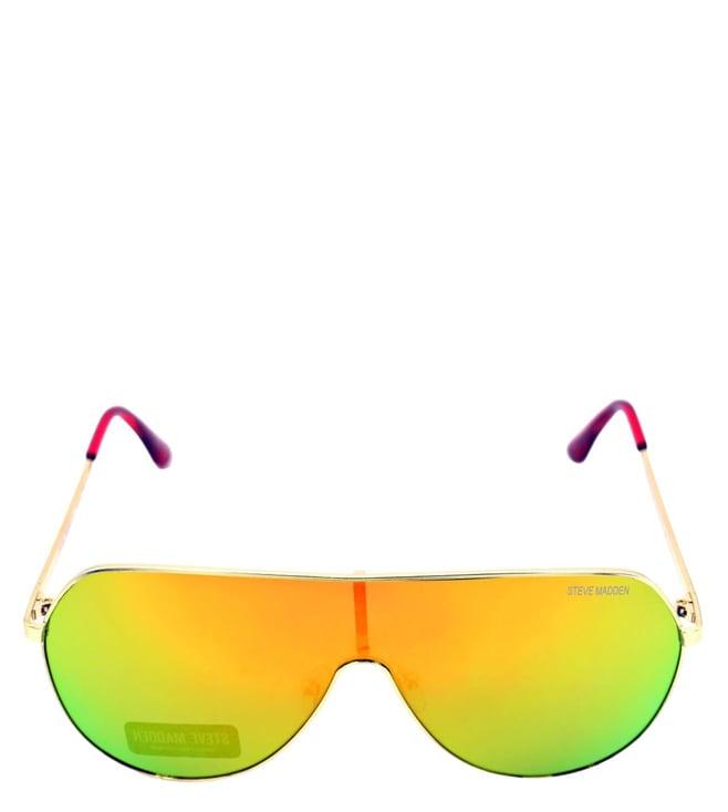 steve madden x17075 yellow uv protected shield sunglasses for women