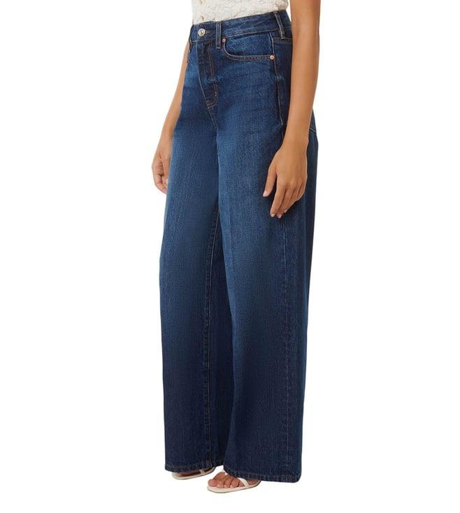 forever new regular wide leg navy blue petite high rise jeans