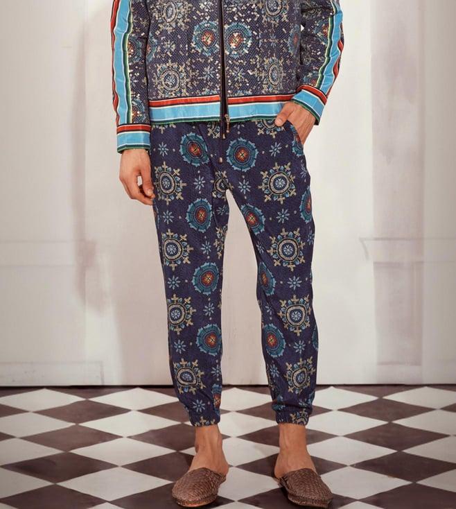 nikita mhaisalkar blue mosaic print joggers